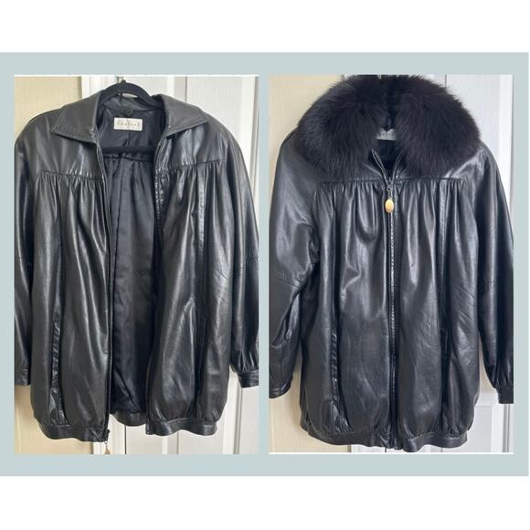 Vintage Vericci Leather Jacket Removable Fur Collar XS USA - Picture 1 of 10
